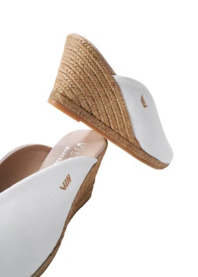 Viscata Truja Limited Edition Canvas Espadrille Mule Wedges In White
