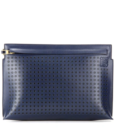 Loewe Dots T Pouch Leather Clutch In Mariee Llack