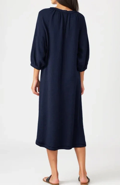 Ocean + Main Ocean+main Gauze Dress With Pockets In Navy