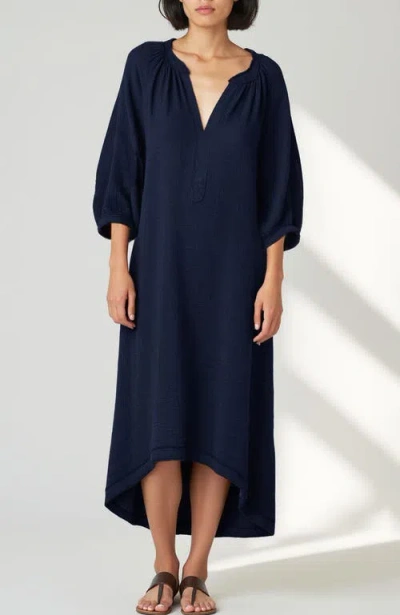 Ocean + Main Ocean+main Gauze Dress With Pockets In Navy