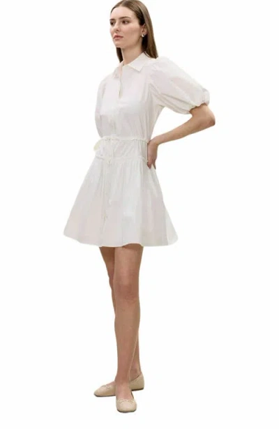 Rebecca Taylor Yara Short Sleeve Shirt Dress In Milk In White