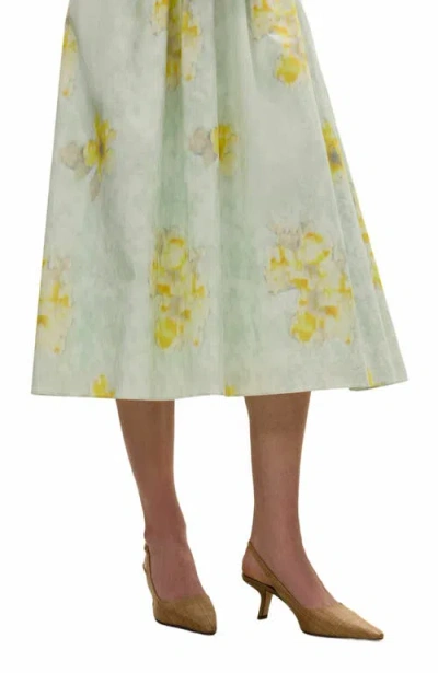 Rebecca Taylor Yara Poplin Midi Dress In Sage Combo