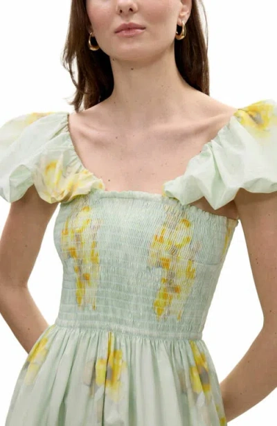 Rebecca Taylor Yara Poplin Midi Dress In Sage Combo