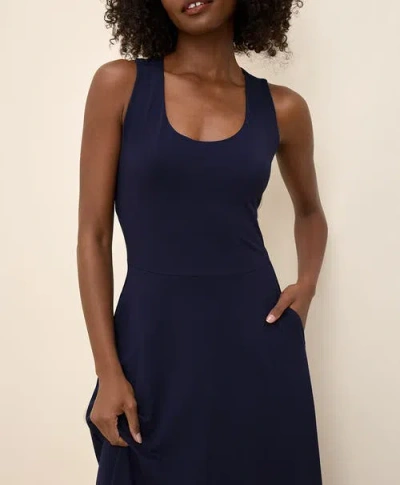 Pact Organic Cotton Fit & Flare Open Back Maxi Dress In Eclipse