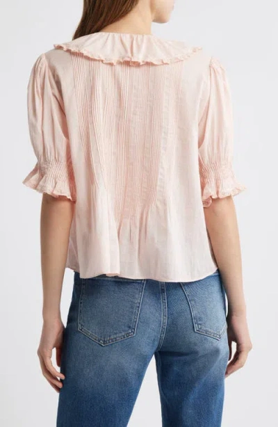 Doen Henri Lace-trimmed Ruffled Pintucked Organic Cotton-voile Blouse In Pink