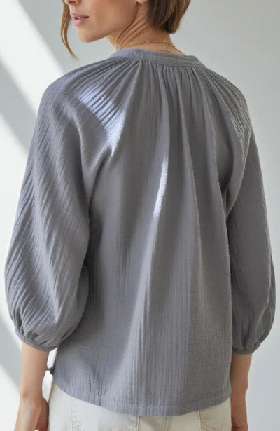 Ocean + Main Ocean+main Gauze Top In Petrol