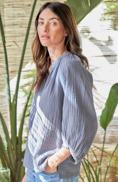 Ocean + Main Ocean+main Gauze Top In Petrol