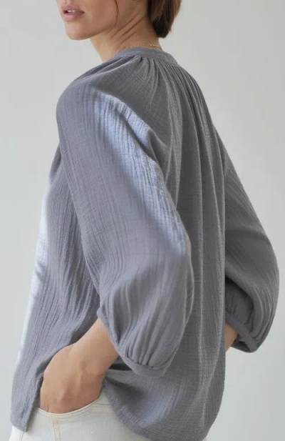 Ocean + Main Ocean+main Gauze Top In Petrol