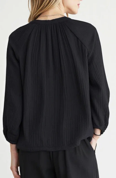 Ocean + Main Ocean+main Gauze Top In Black