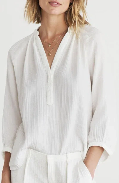 Ocean + Main Ocean+main Gauze Top In White