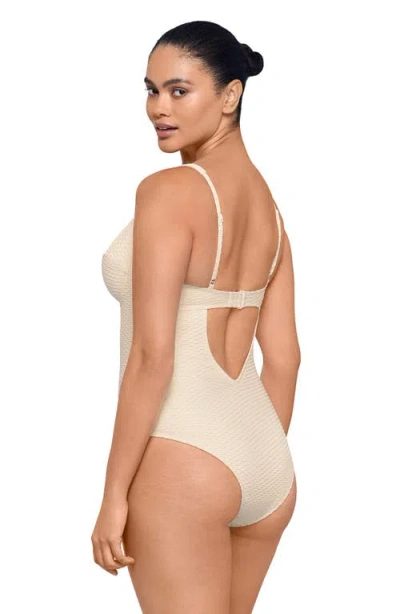 S3 Novelty Texture Underwire One Piece Swimsuit In Pearl