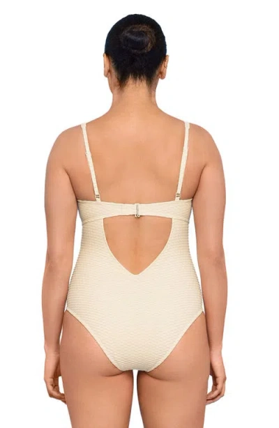 S3 Novelty Texture Underwire One Piece Swimsuit In Pearl