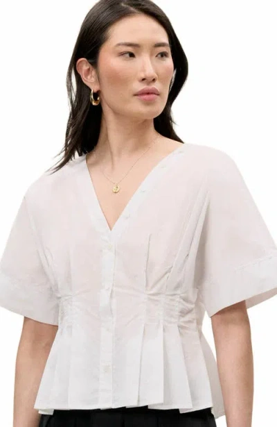Rebecca Taylor Priya V-neck Top In White In Neutral
