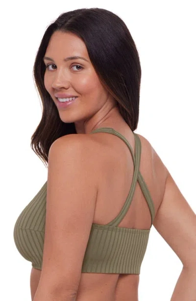 S3 Ribbed Scoopneck Crossback Bikini Top In Eucalyptus