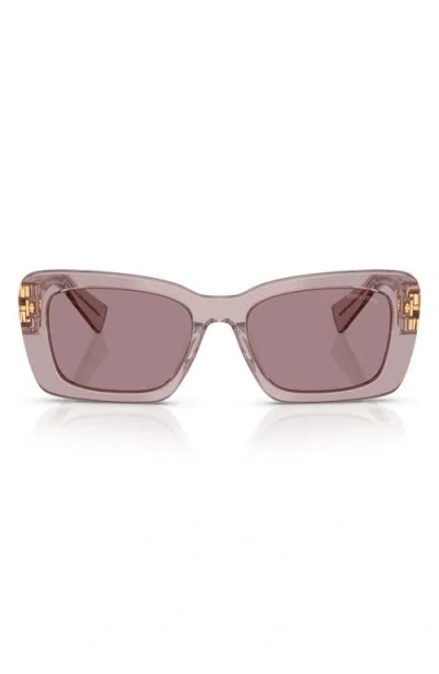 Miu Miu 53mm Rectangular Sunglasses In Mauve/purple/brown