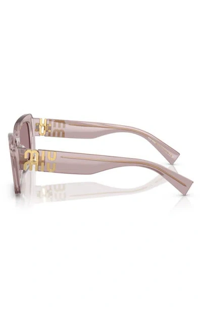 Miu Miu 53mm Rectangular Sunglasses In Mauve/purple/brown