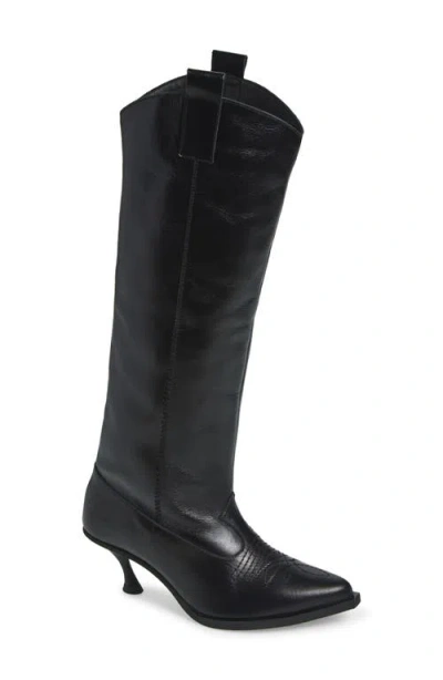 Vaquera Kitten Heel Cowboy Boot In Black