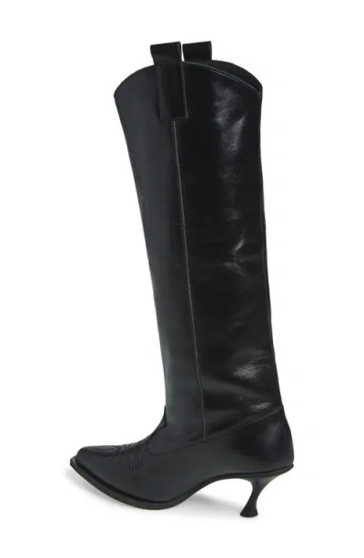 Vaquera Kitten Heel Cowboy Boot In Black