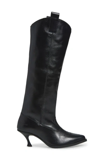 Vaquera Kitten Heel Cowboy Boot In Black