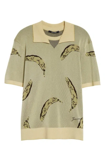 Jacquemus Crew Neck Graphic Print Polo Shirt In Yellow