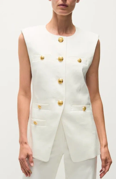 Veronica Beard Tamara Sleeveless Waistcoat In White