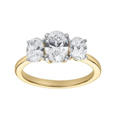 Luvmyjewelry Delila 14k Gold Oval Cut Lab Grown Diamond Trinity Ring In 14k Yellow Gold