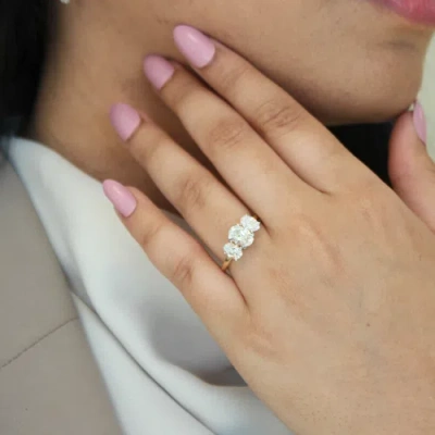 Luvmyjewelry Delila 14k Gold Oval Cut Lab Grown Diamond Trinity Ring In 14k Yellow Gold