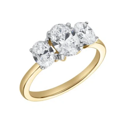 Luvmyjewelry Delila 14k Gold Oval Cut Lab Grown Diamond Trinity Ring In 14k Yellow Gold