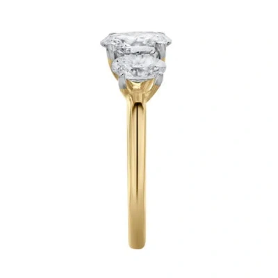 Luvmyjewelry Delila 14k Gold Oval Cut Lab Grown Diamond Trinity Ring In 14k Yellow Gold