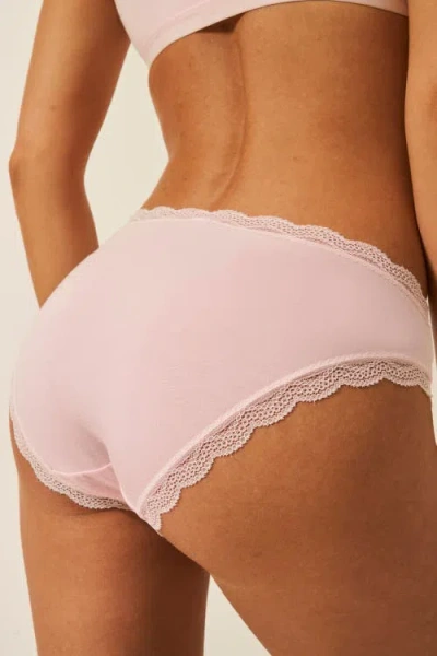 Stripe & Stare The Lace Plunge & Original Knicker Set In Pink A Boo