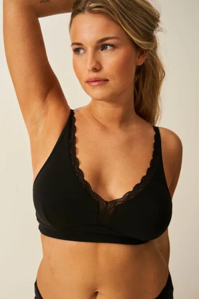 Stripe & Stare The Lace Plunge & Original Knicker Set In Black