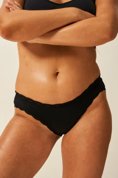 Stripe & Stare The Lace Plunge & Original Knicker Set In Black