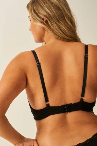 Stripe & Stare The Lace Plunge & Original Knicker Set In Black