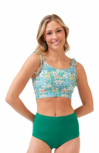 Lime Ricki Swimwear Reversible Ultra High-waist Bottom In Little Meadow/emerald