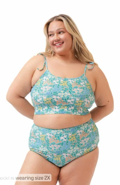 Lime Ricki Swimwear Reversible Ultra High-waist Bottom In Little Meadow/emerald