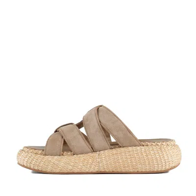Ash High Suede And Raffia Slipper In Brown