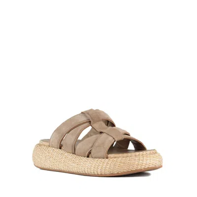 Ash High Suede And Raffia Slipper In Brown