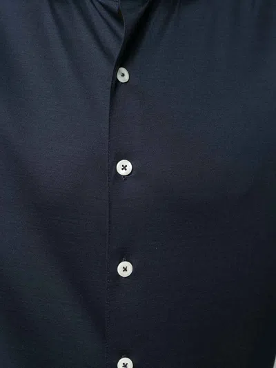 Barba Napoli Barba Navy Blue Cotton Shirt In Black