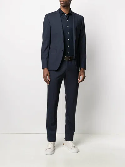 Barba Napoli Barba Navy Blue Cotton Shirt In Black