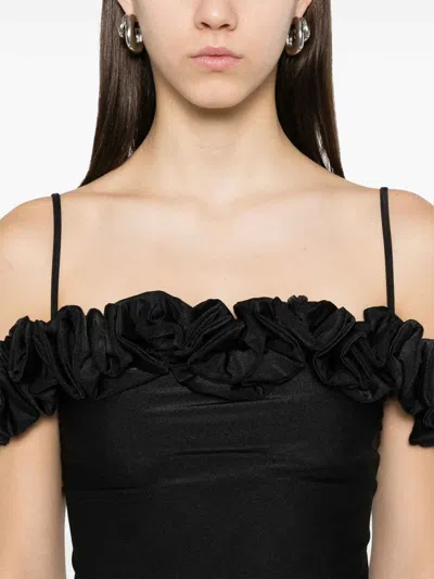 Coperni Stretch Jersey Top With Ruffles In Black