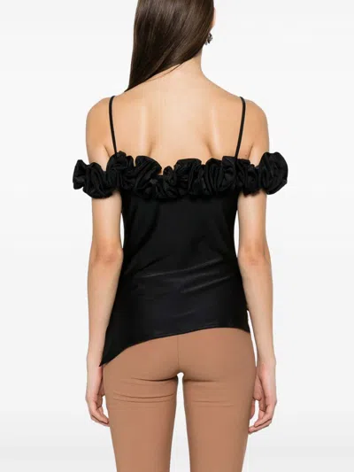 Coperni Stretch Jersey Top With Ruffles In Black