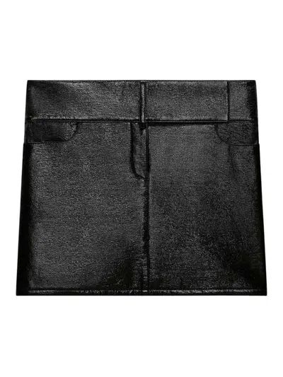 Courrèges Courregès  Black Belted Vinyl Mini Skirt In Black