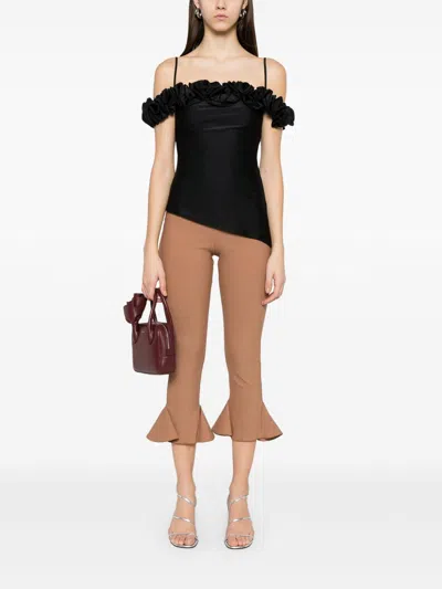 Coperni Stretch Jersey Top With Ruffles In Black
