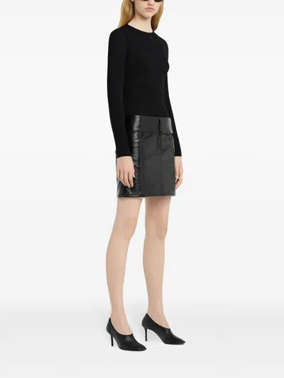 Courrèges Courregès  Black Belted Vinyl Mini Skirt In Black