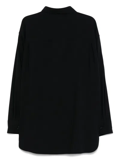 Giorgio Armani Midnight Blue Shirt With Classic Collar And Buttoned Cuffs In Black