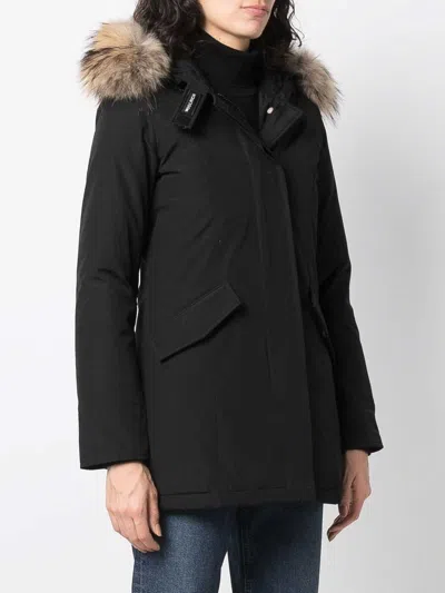 Woolrich Blue Technical Fabric Parka In Black