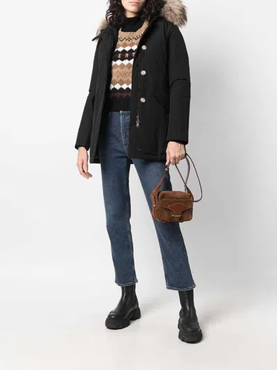 Woolrich Blue Technical Fabric Parka In Black