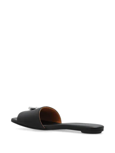 Alexander Mcqueen Open-toe Black Sandals With Metallic Accent In Black