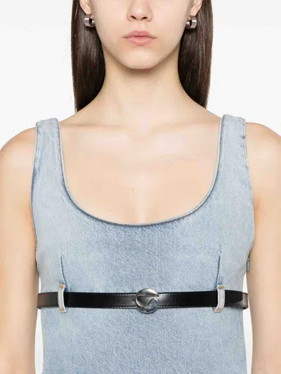 Coperni Belted Denim Mini Dress In Blue