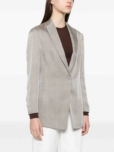 Giorgio Armani Jacquard Blazer In Neutral